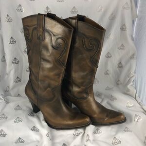 LOREDANO Italian Leather cowgirl high heel boots size 38
